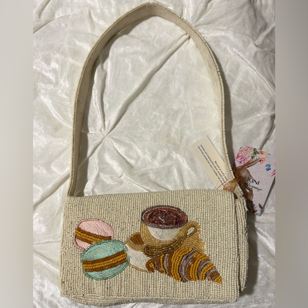 💕Beaded Macaron & Croissant Shoulder Bag